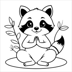 Vector illustration of cute Raccoon coloring page for kids