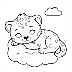 Vector illustration of cute Tiger coloring page for kids