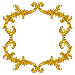 Floral frame in baroque style. Decorative curling plant.