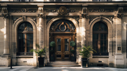 Obraz premium A building with a clock on the front of it