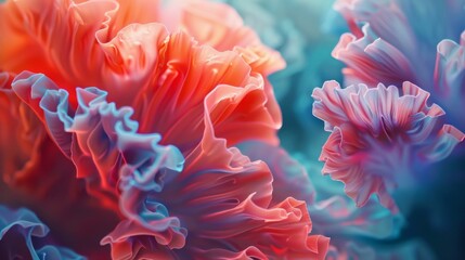 Obraz premium Dynamic coral curves in abstract motion.