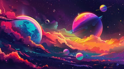 Pop universe illustration background.