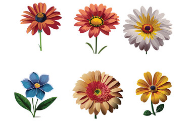 set of flowers beauty 