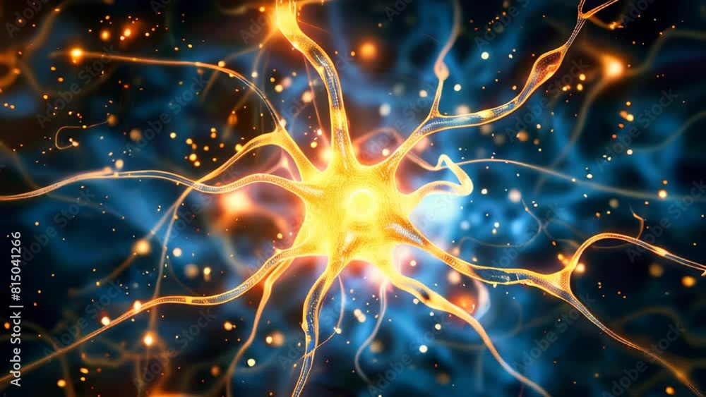 Poster a macro image of neurons brain cells against a dark background