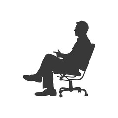 Silhouette psychologist in action full body black color only