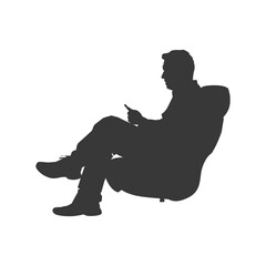 Silhouette psychologist in action full body black color only