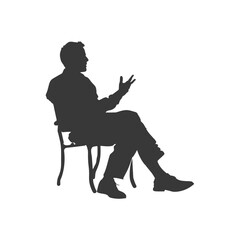 Silhouette psychologist in action full body black color only