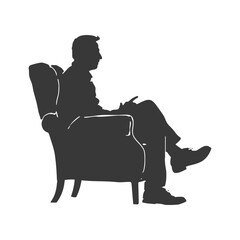 Silhouette psychologist in action full body black color only