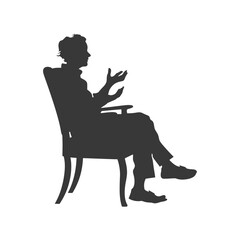 Silhouette psychologist in action full body black color only