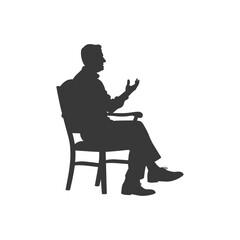 Silhouette psychologist in action full body black color only