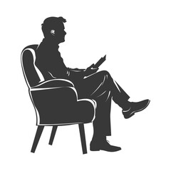 Silhouette psychologist in action full body black color only