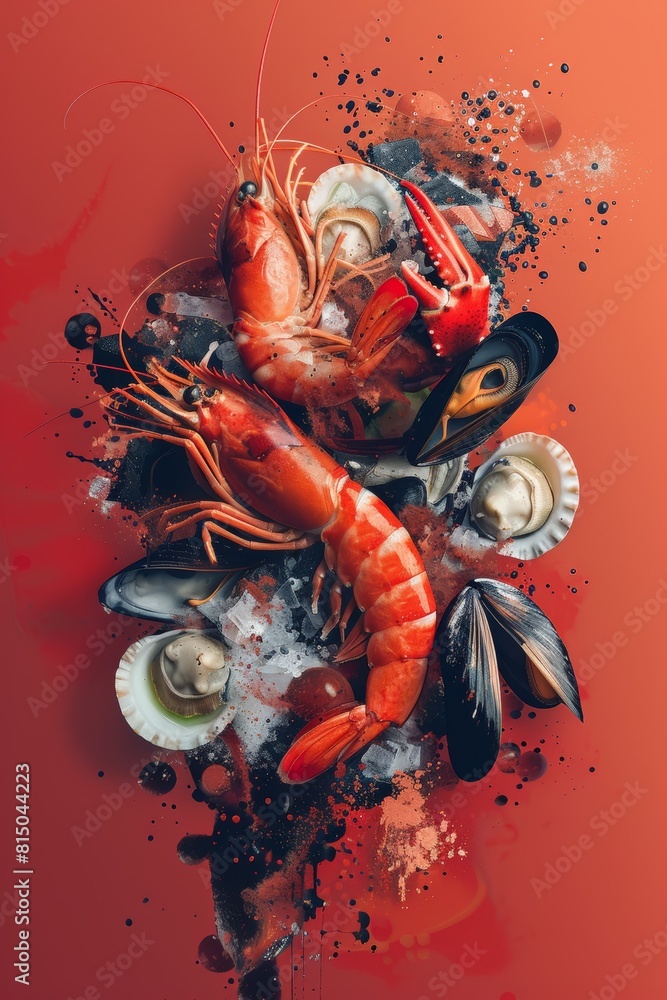 Aufkleber dynamic seafood cooking guide app interface design with interactive lessons