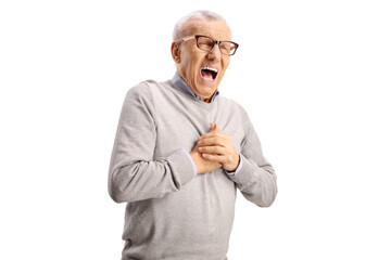 Elderly man experiencing cardiac arrest