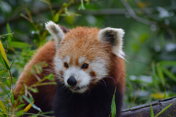 Obraz premium Red panda in nature in the forest