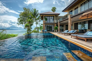 Obraz premium property investment in beachfront villas, serene and luxurious, documentary photography