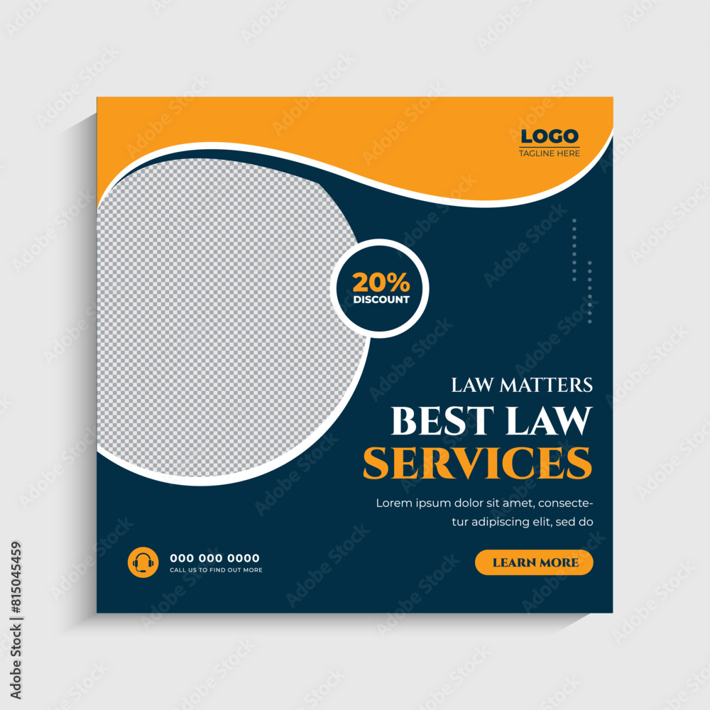 Wall mural lawyers social media post and web banner template design