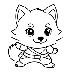 Simple vector illustration of Wolf hand drawn for kids page