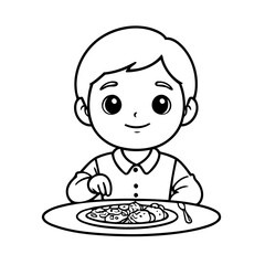 Cute vector illustration Boy doodle for toddlers colouring page