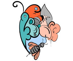Abstract insect heads are good for designing t-shirts and various other design elements