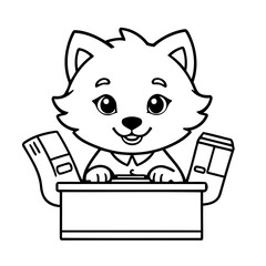 Cute vector illustration Wolf doodle for toddlers coloring activity