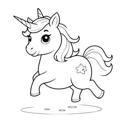 Simple vector illustration of Unicorn for toddlers colouring page
