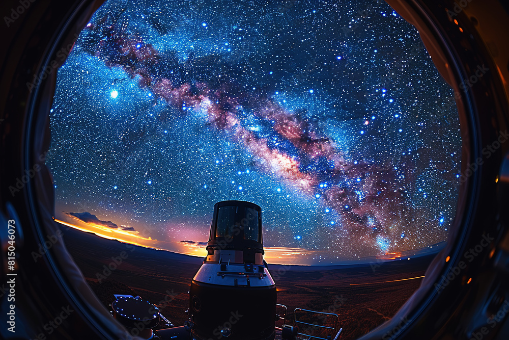 Wall mural view of the milky way from a spaceship window