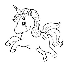 Simple vector illustration of Unicorn doodle for toddlers worksheet