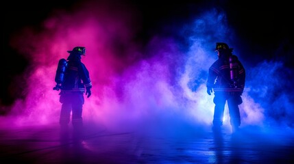 Firefighters actively responding to an emergency situation with bravery and dedication