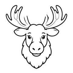Simple vector illustration of Moose colouring page for kids