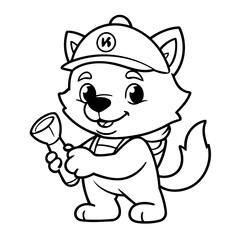 Simple vector illustration of Wolf drawing for children page
