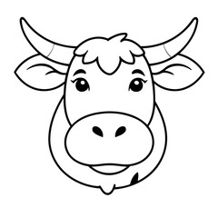 Vector illustration of a cute Cow drawing for kids colouring activity