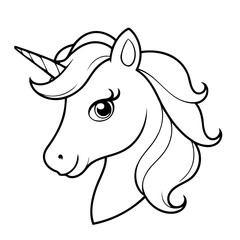 Simple vector illustration of Unicorn drawing for toddlers coloring activity
