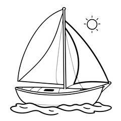 Simple vector illustration of Sailboat drawing for kids page