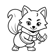 Vector illustration of a cute Wolf drawing for toddlers coloring activity
