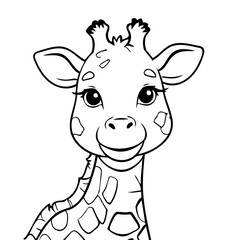 Vector illustration of a cute Giraffe doodle for kids colouring page
