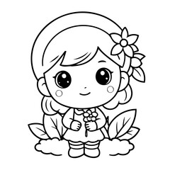 Vector illustration of a cute Florist doodle drawing for kids page