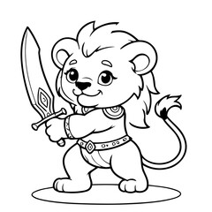 Simple vector illustration of Lion for toddlers colouring page