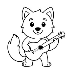 Simple vector illustration of Wolf drawing for toddlers book