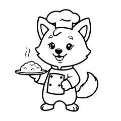 Simple vector illustration of Wolf for toddlers colouring page