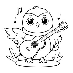 Simple vector illustration of Owl for kids colouring worksheet