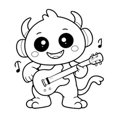 Cute vector illustration Monster doodle for toddlers coloring activity