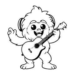 Vector illustration of a cute Yeti drawing for children page