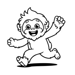 Vector illustration of a cute Yeti drawing for kids colouring page