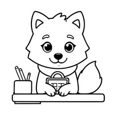 Simple vector illustration of Wolf hand drawn for toddlers