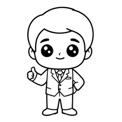 Cute vector illustration Businessman for kids coloring activity page
