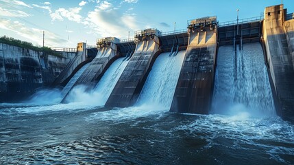 Energy front view A powerful depiction of a hydroelectric dam