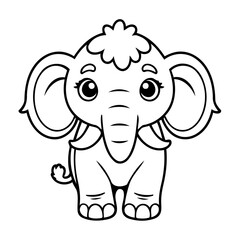 Cute vector illustration Mammoth doodle for toddlers worksheet