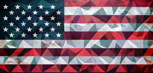 Memorial Day tribute with geometric shapes forming a sleek American flag.