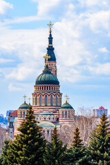 View of the Annunciation cathedral in Kharkiv, Ukraine