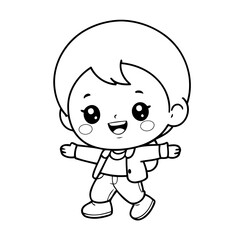 Simple vector illustration of Kid drawing for kids page